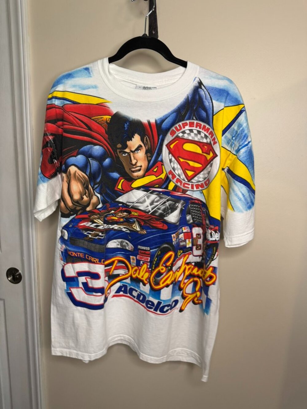 RARE Vintage Dale Earnhardt Jr. Superman Racing #3 Men's Size Large T-Shirt - Picture 1 of 8